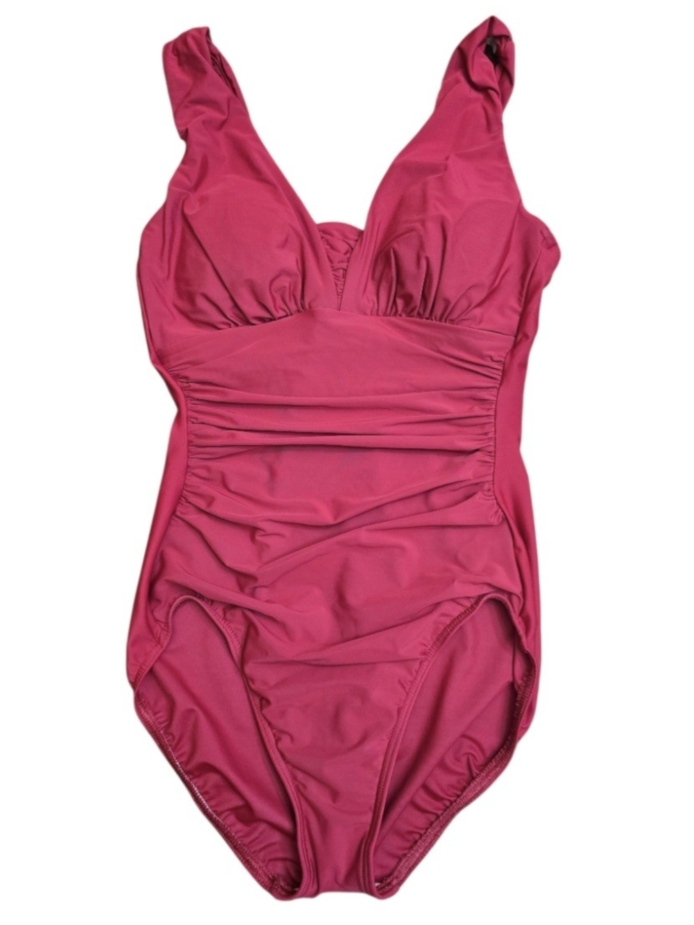 RED Lands' End Women's SlenderSuit Grecian One Piece Swimsuit Sz 6L